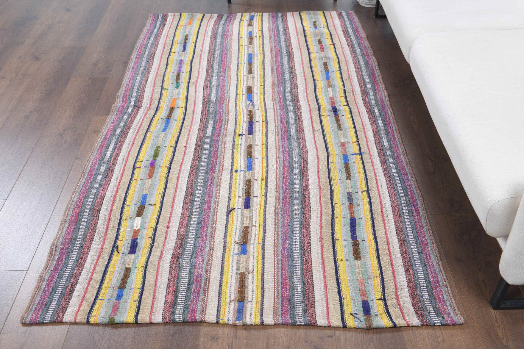 One-of-a-kind 1960s Anatolian vintage kilim rug in wool, 4'3" x 6'11"