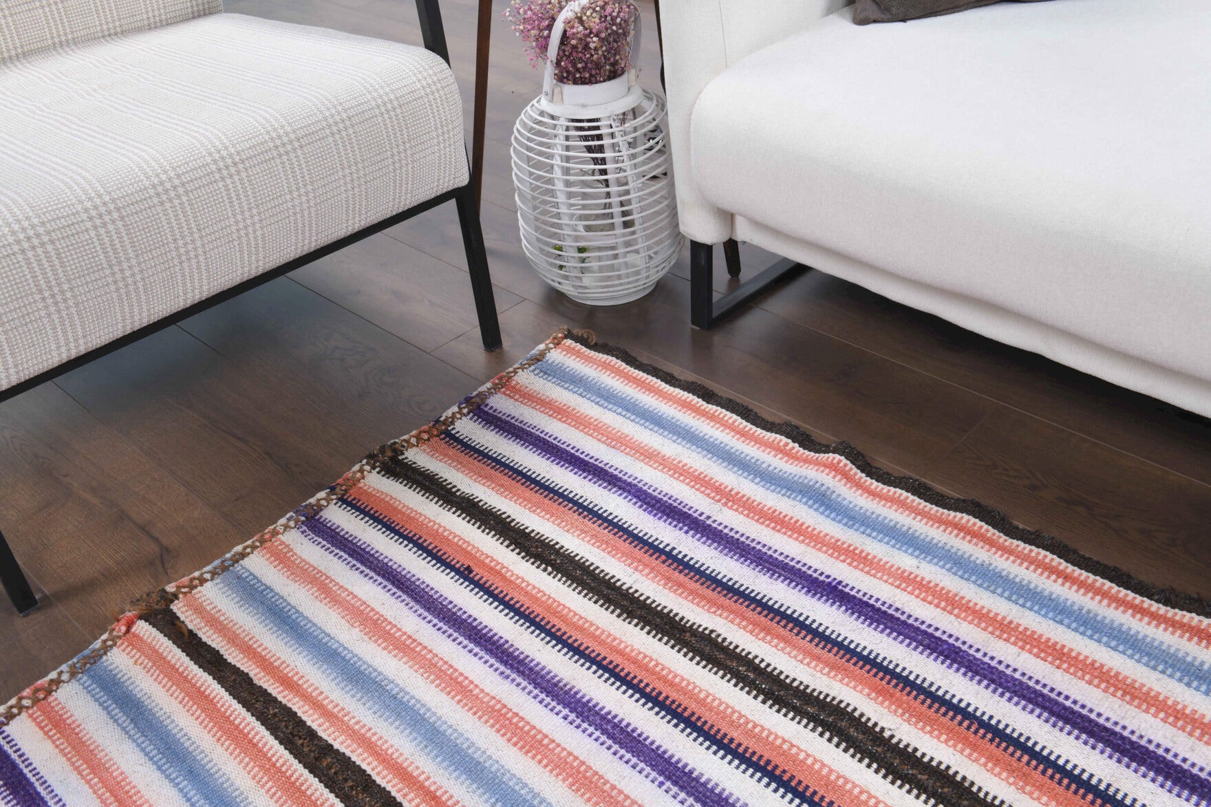 Authentic Anatolian vintage kilim rug (1960s) with ikat design – one-of-a-kind at Fame Rugs