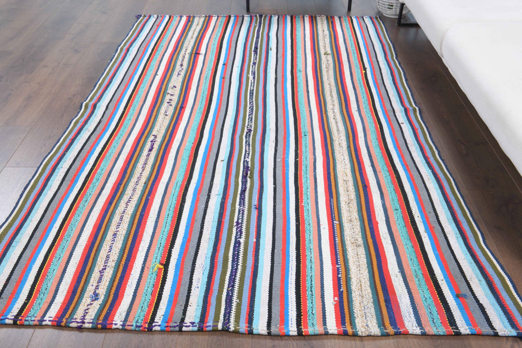 One-of-a-kind 1960s Anatolian vintage kilim rug in wool, 5'1" x 7'9"