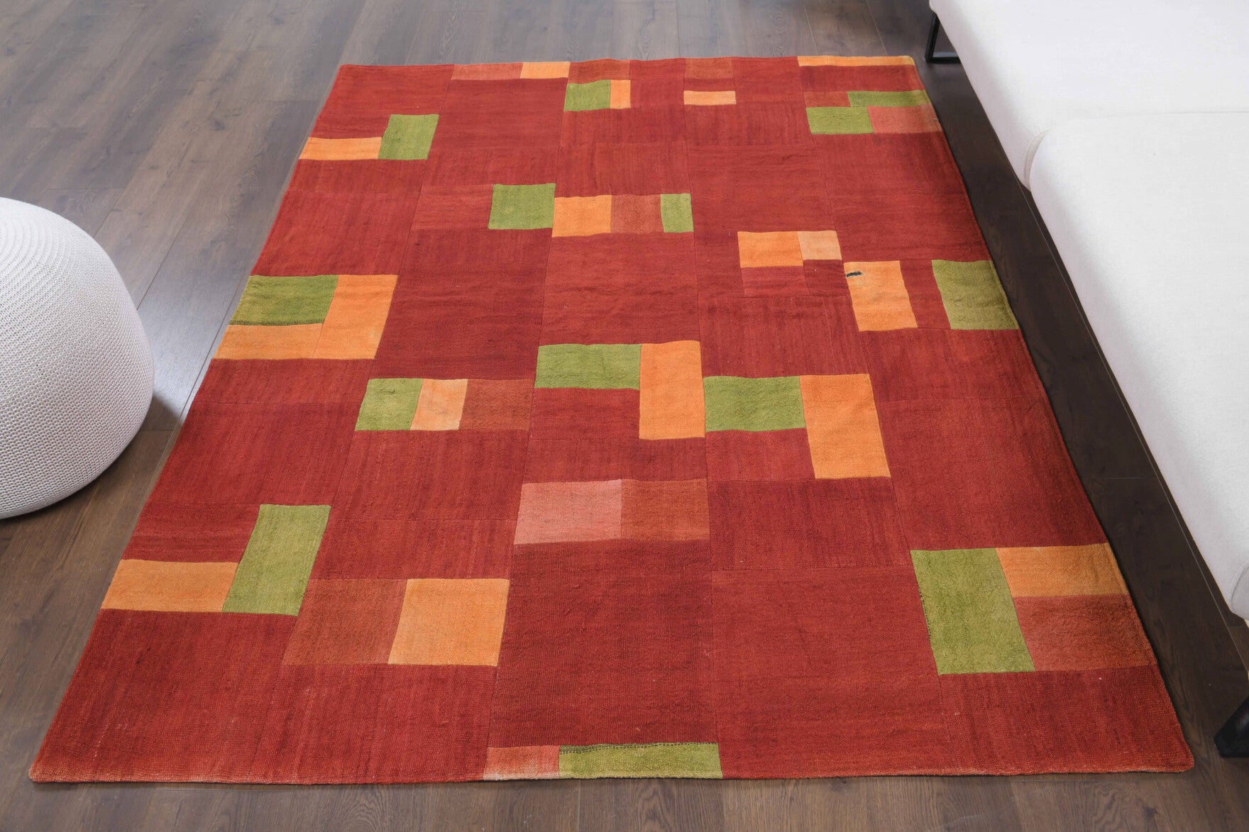 One-of-a-kind 1970s Anatolian vintage patchwork area rug in wool, 5'1" x 6'8"