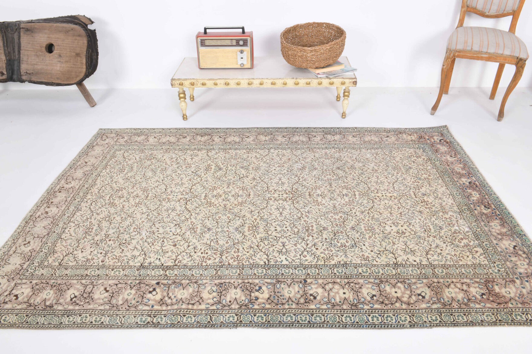 One-of-a-kind 1970s Anatolian vintage area rug in wool, 4'6" x 7'7"
