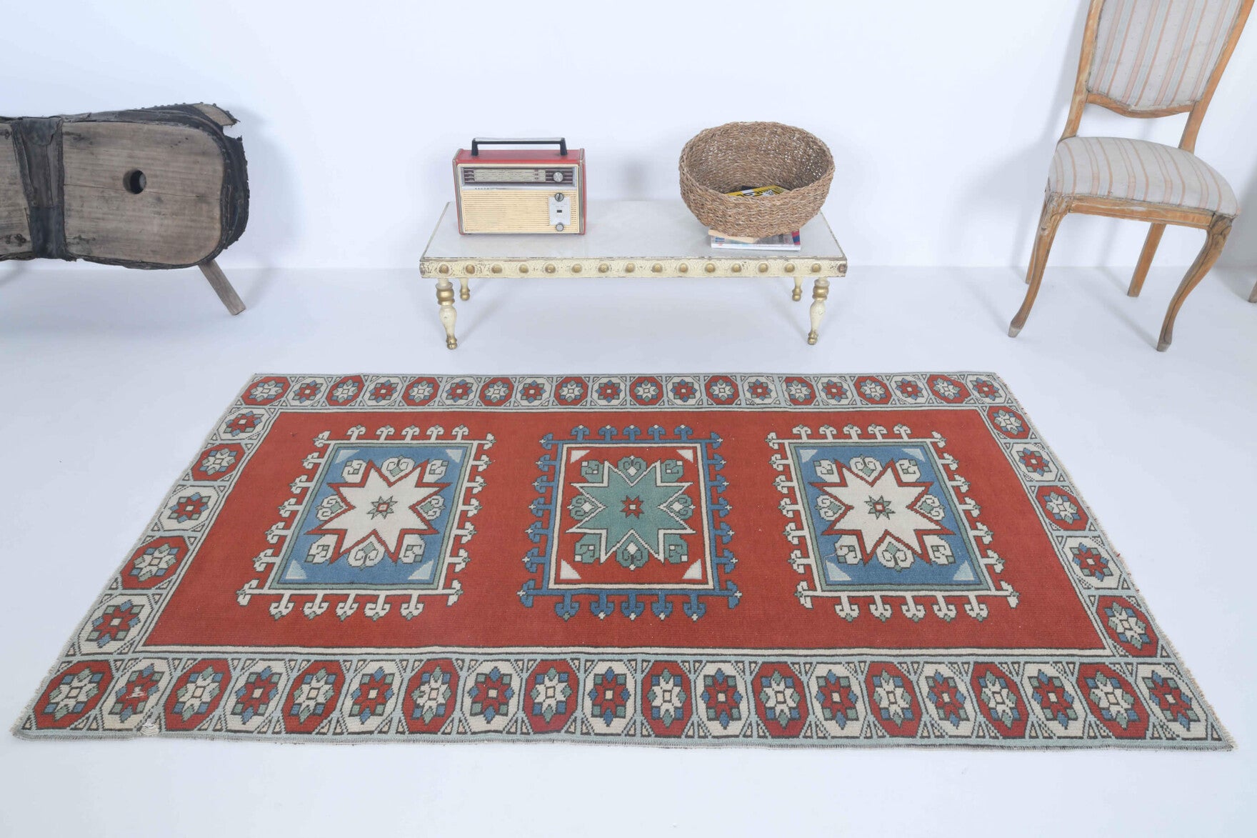 One-of-a-kind 1970s Anatolian vintage area rug in wool, 3'7" x 6'4"