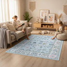 Corinne Pastel Blue Cream Modern Oushak Rug