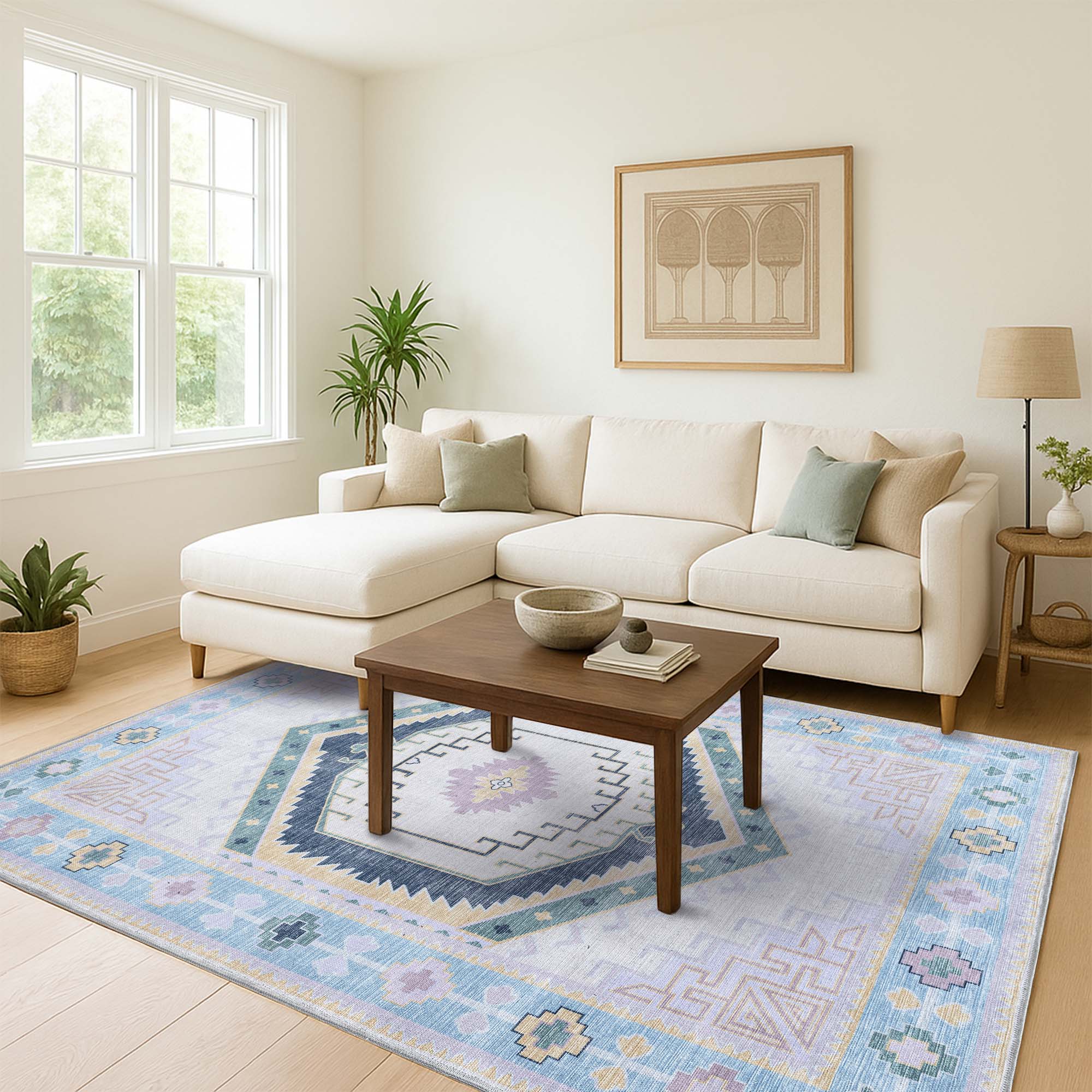 Averill Lavender, Pink & Blue Modern Oushak Rug