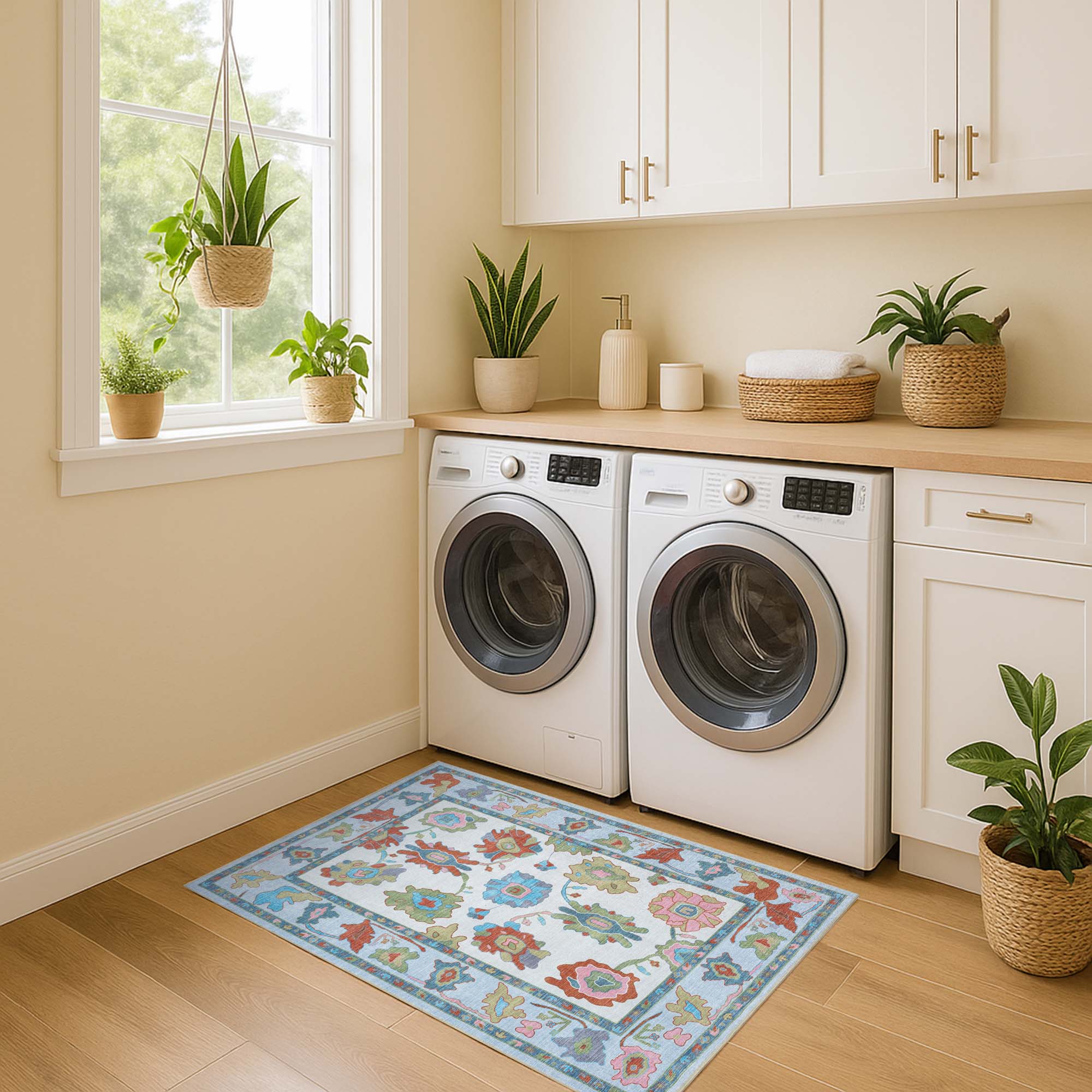 Sayyida Colorful Floral Pastel Modern Oushak Rug