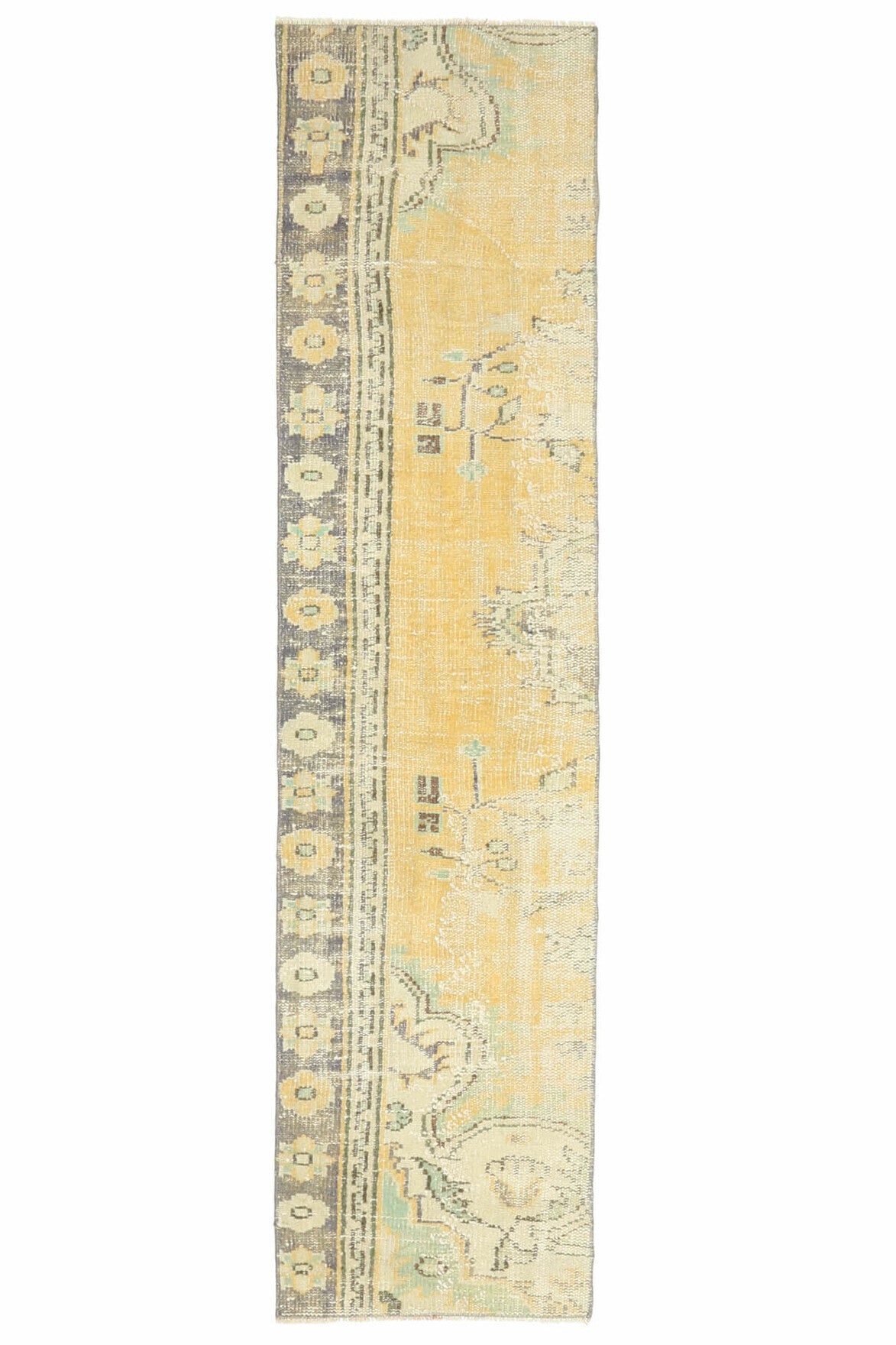 2x8 Mustard Oushak Narrow Runner Rug