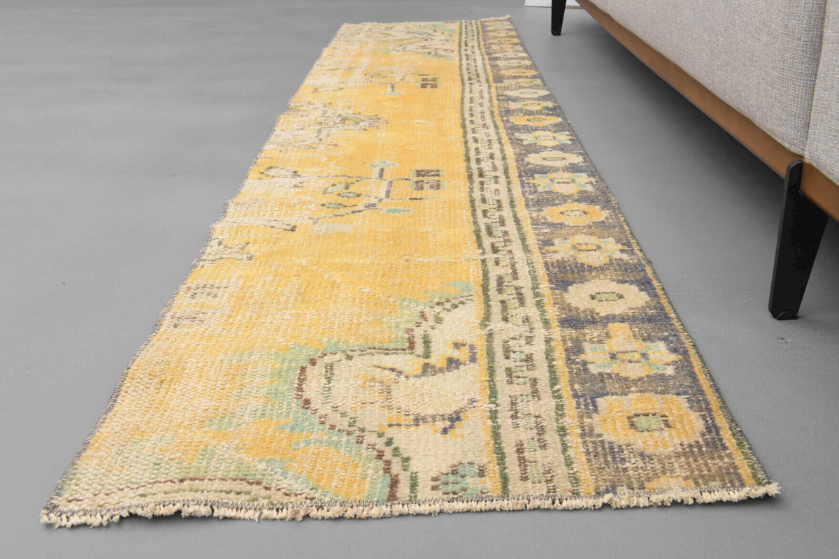 2x8 Mustard Oushak Narrow Runner Rug