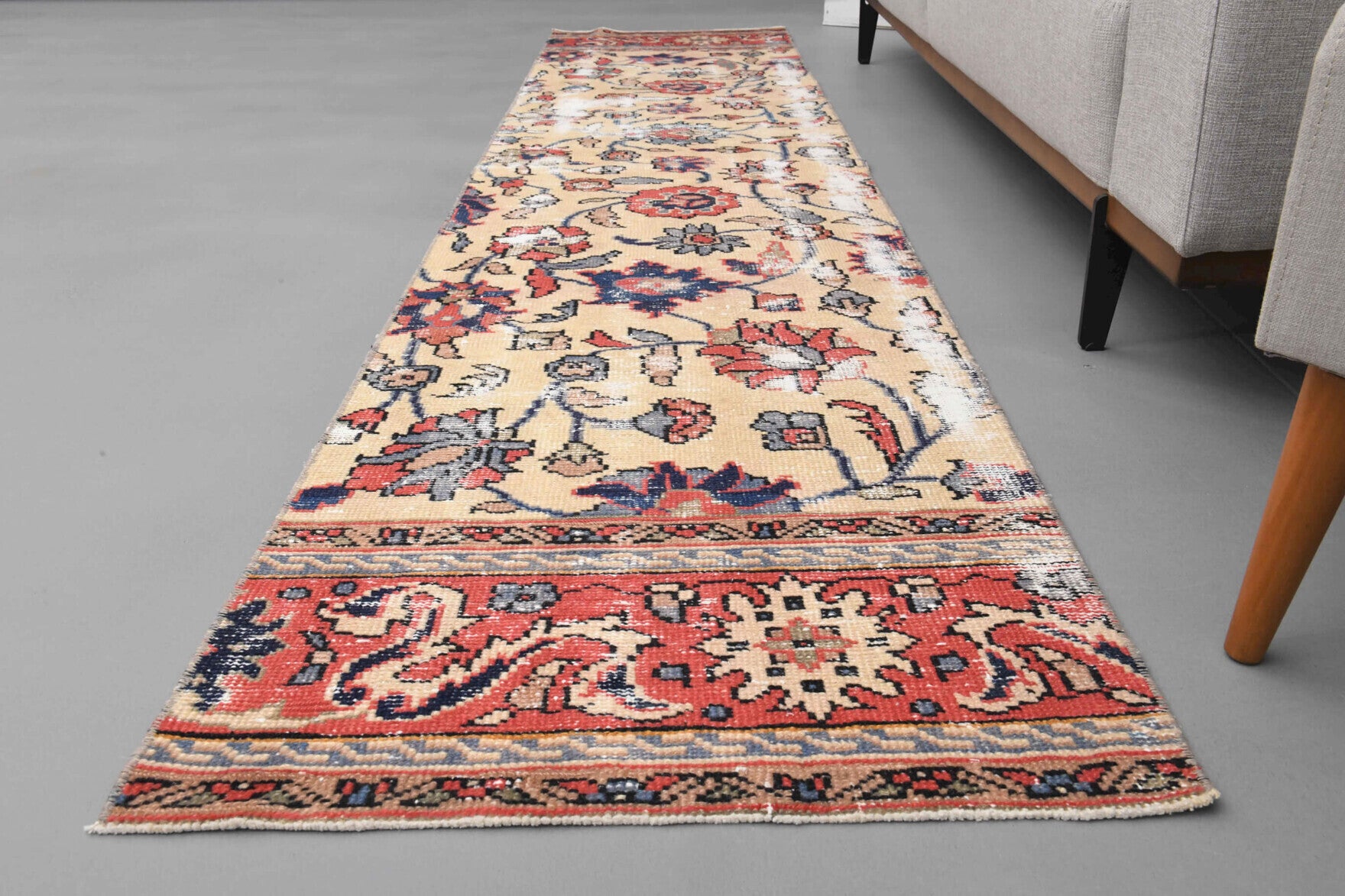 2x10 Floral Oushak Runner Rug