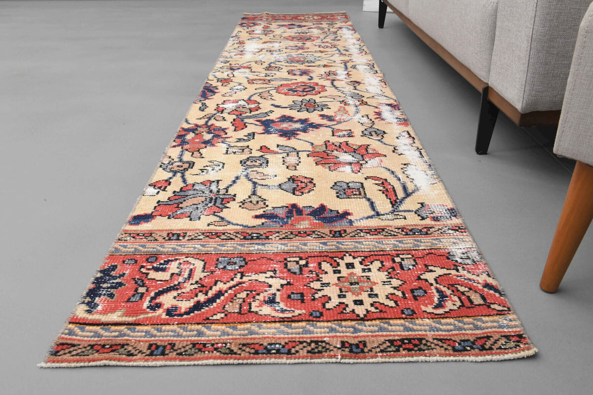 2x10 Floral Oushak Runner Rug