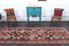 Mehgonca runner: 1970s handmade Anatolian runner with ikat motifs and cotton backing