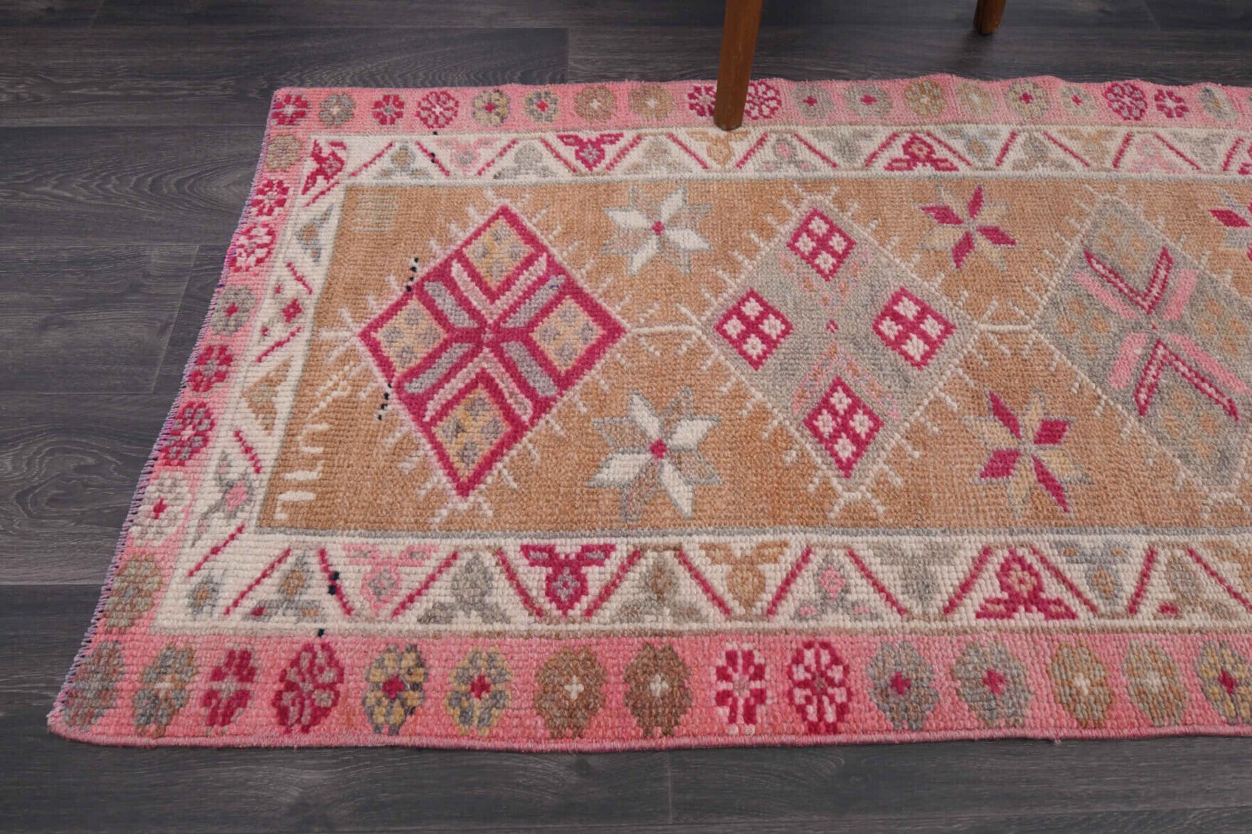 Vintage Pink Oushak Runner Rug