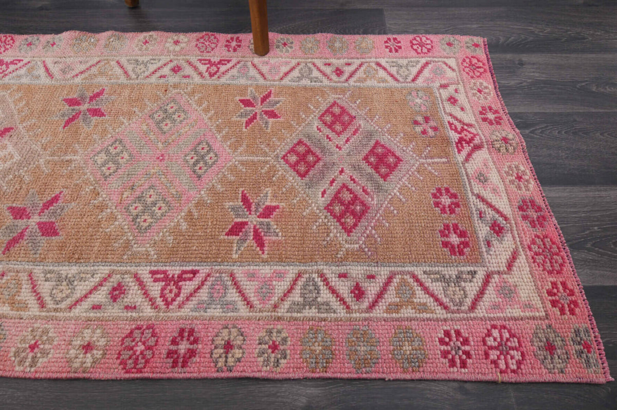 81x360 cm vintage Anatolian runner rug – Mujganaz, low pile, wool