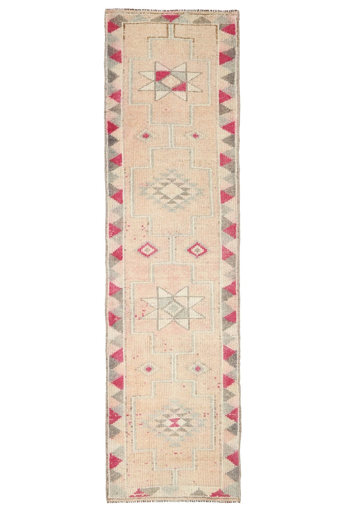 Soft Pink Oushak Runner Rug