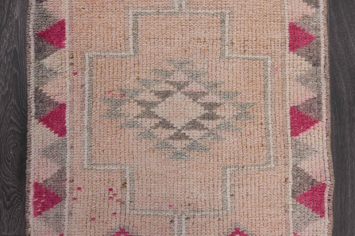 Soft Pink Oushak Runner Rug