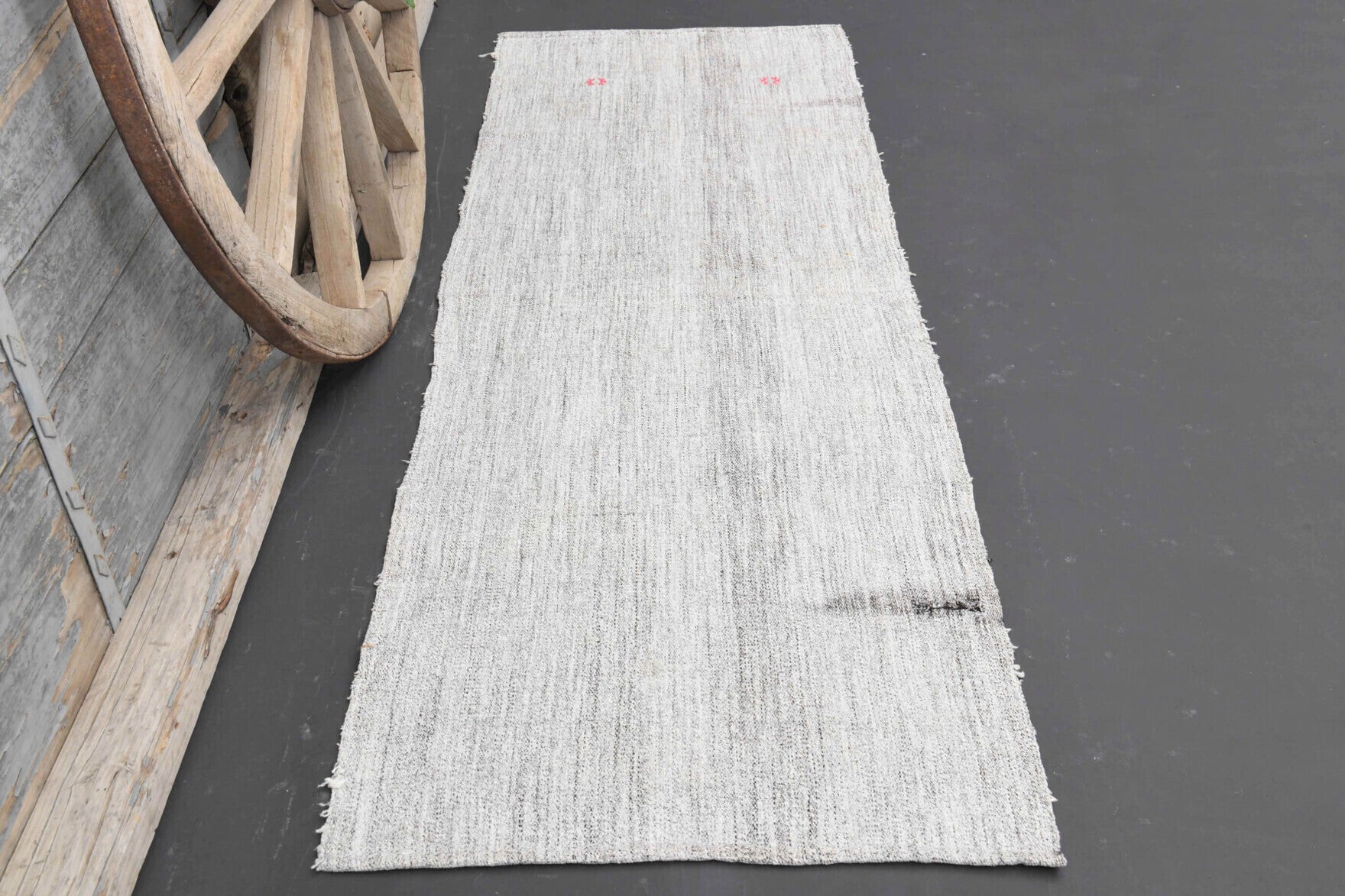 Gray Solid Vintage Kilim Rug