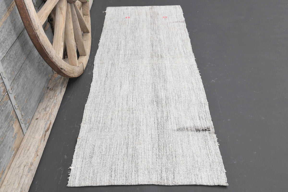 Gray Solid Vintage Kilim Rug