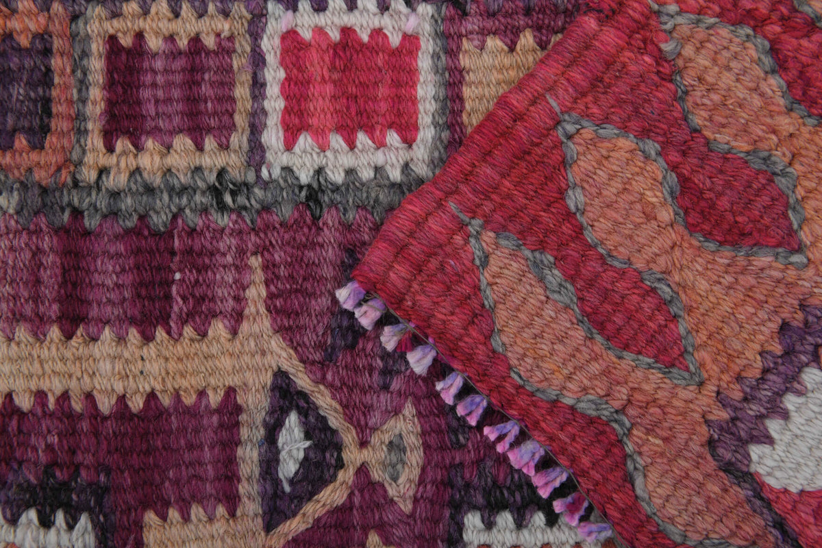Purple Flatweave Runner Rug - 1980s