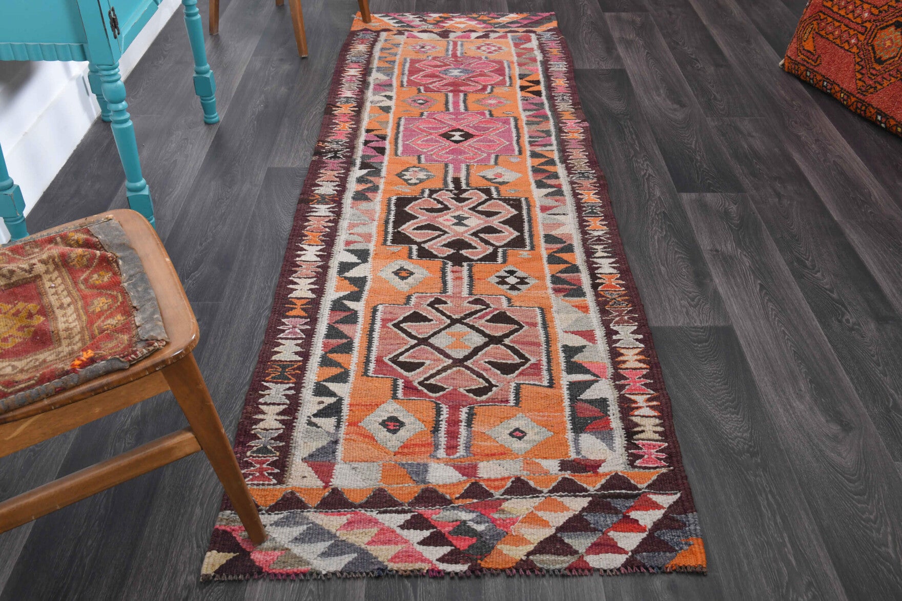 Aspendos - Hand-Knotted Flatweave Vintage Runner Rug