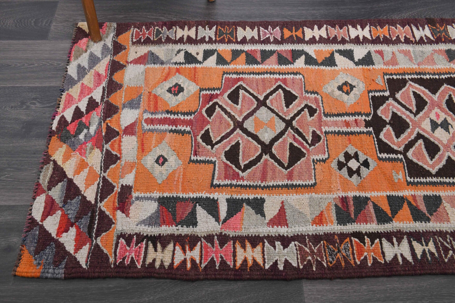 Aspendos - Hand-Knotted Flatweave Vintage Runner Rug
