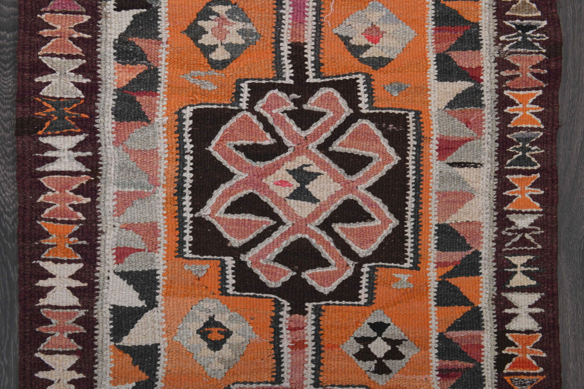 Aspendos - Hand-Knotted Flatweave Vintage Runner Rug