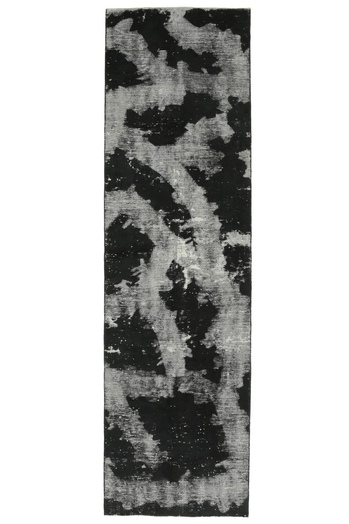 Distressed Black Anatolian  Runner Rug