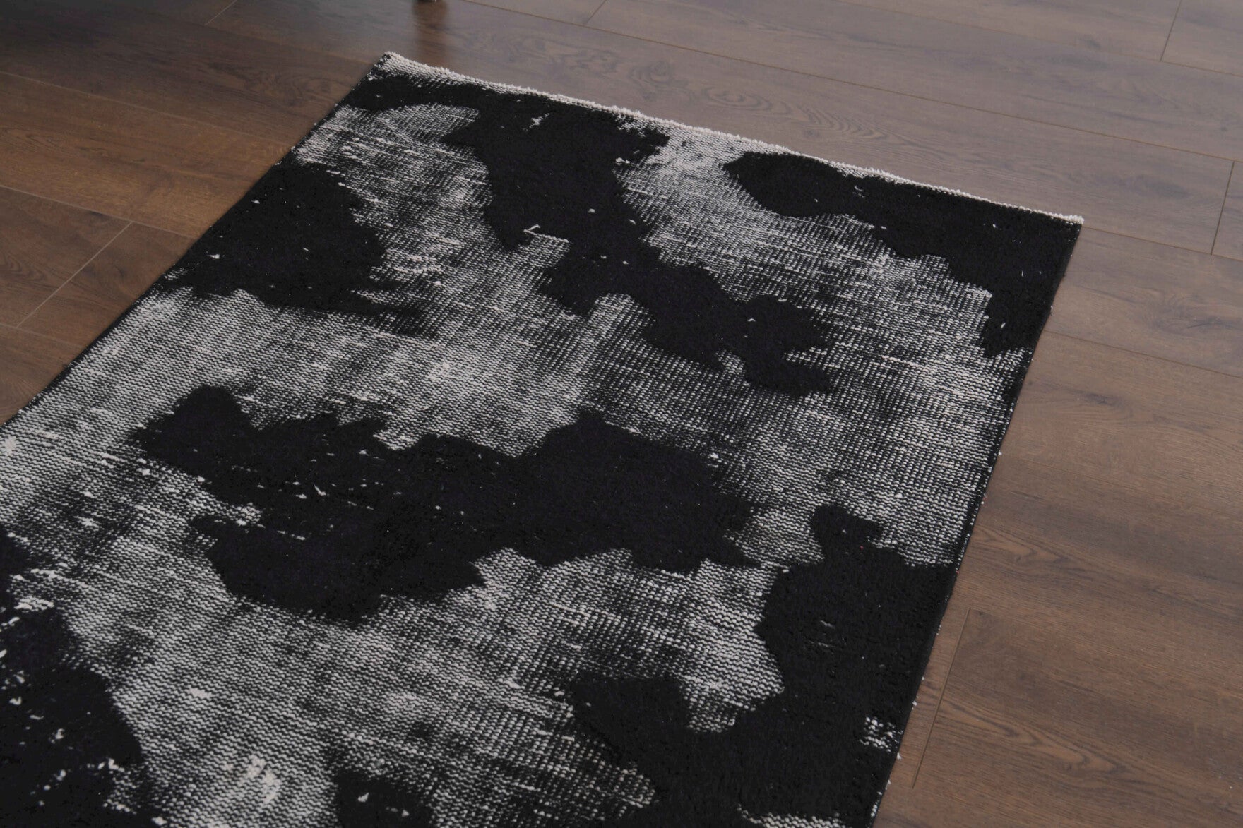Distressed Black Anatolian  Runner Rug