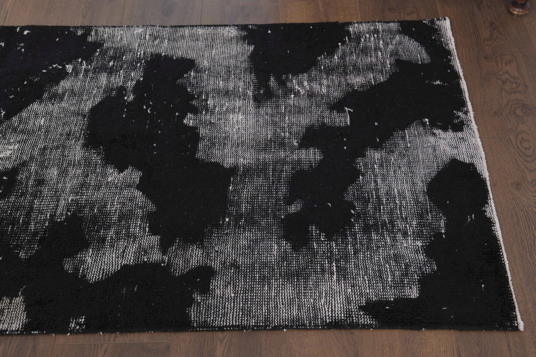 Distressed Black Anatolian  Runner Rug