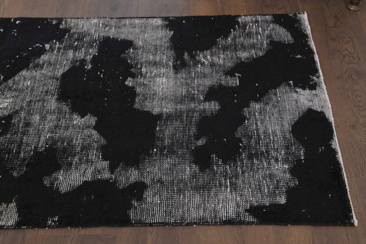 Distressed Black Anatolian  Runner Rug