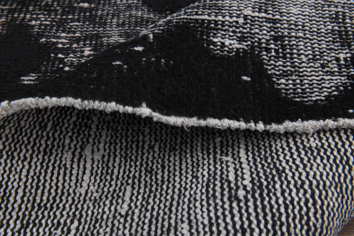 Distressed Black Anatolian  Runner Rug