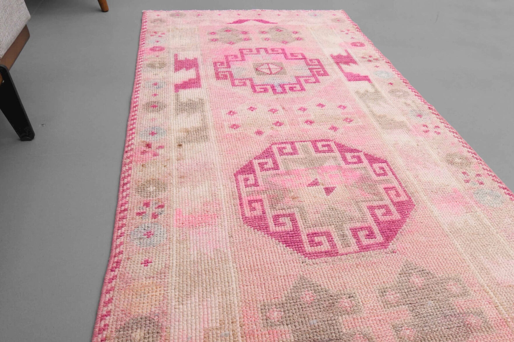 Handwoven Pink Runner of 1970s