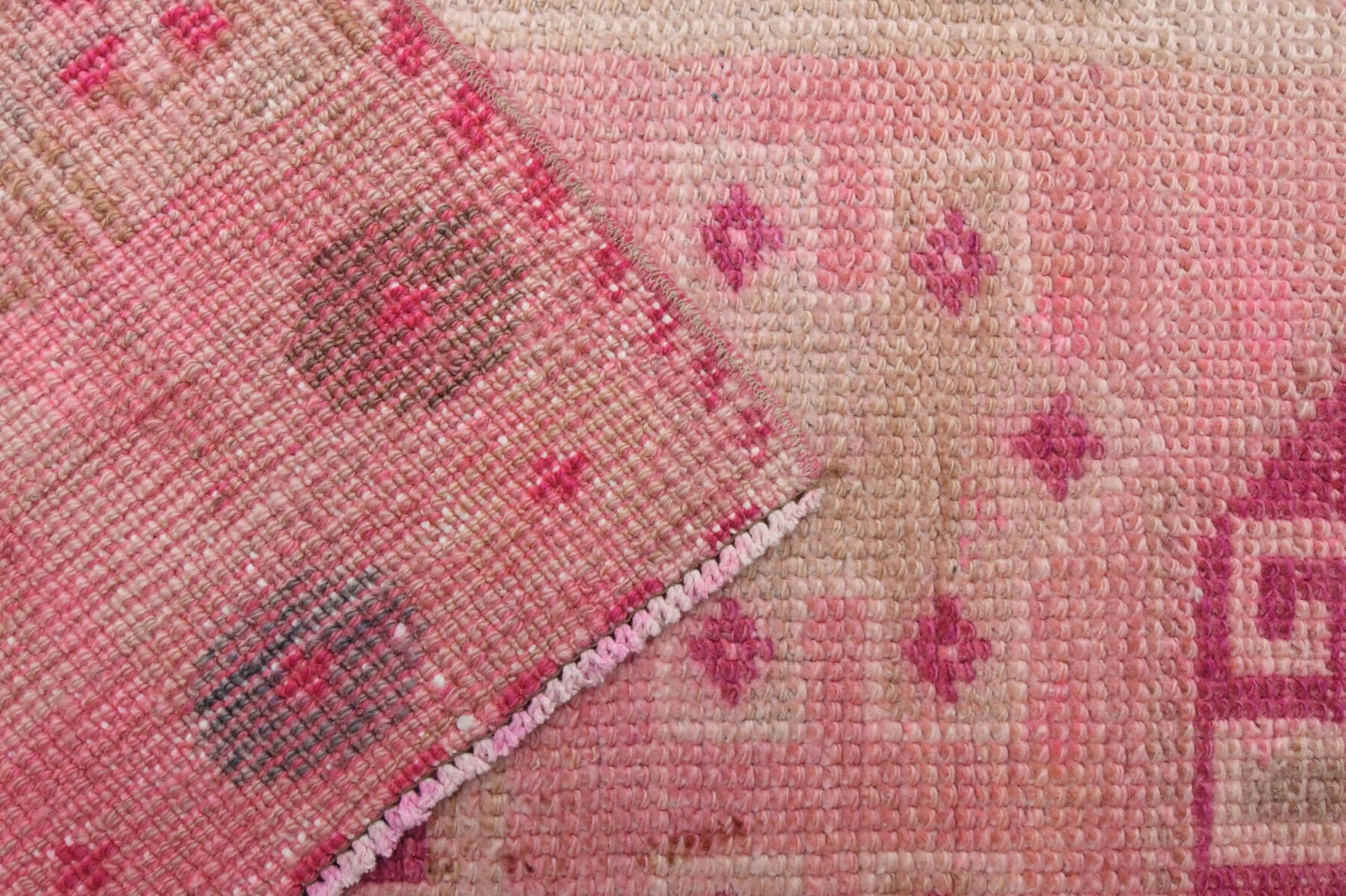Handwoven Pink Runner of 1970s
