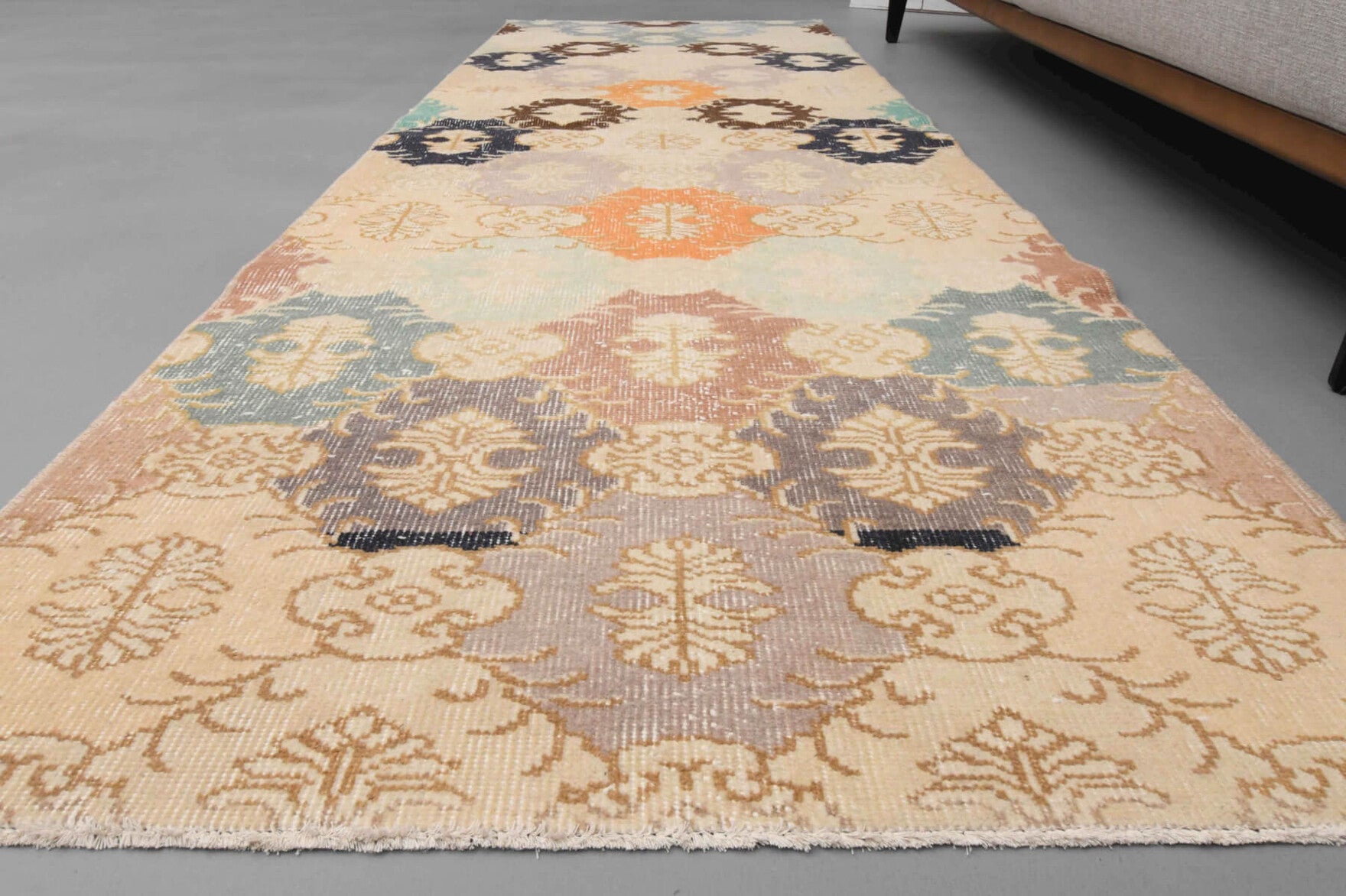 Beige Vintage Anatolian Runner Rug