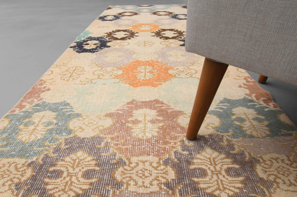 Beige Vintage Anatolian Runner Rug
