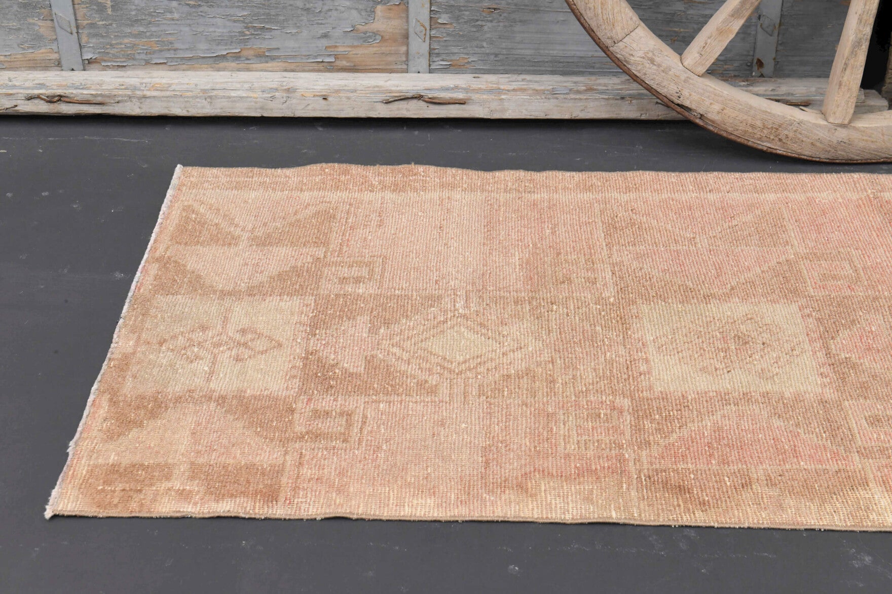 Pink Vintage Oushak Runner Rug