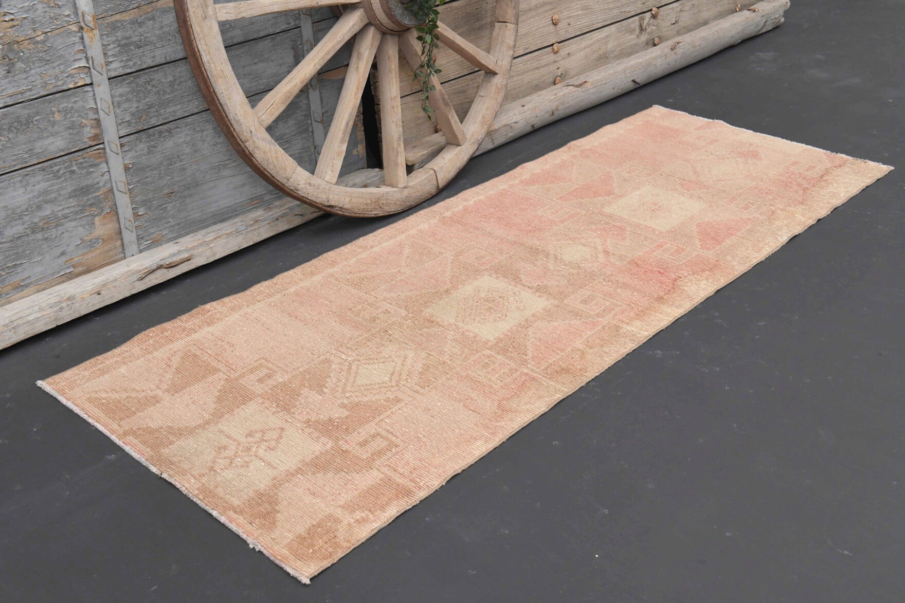 Pink Vintage Oushak Runner Rug