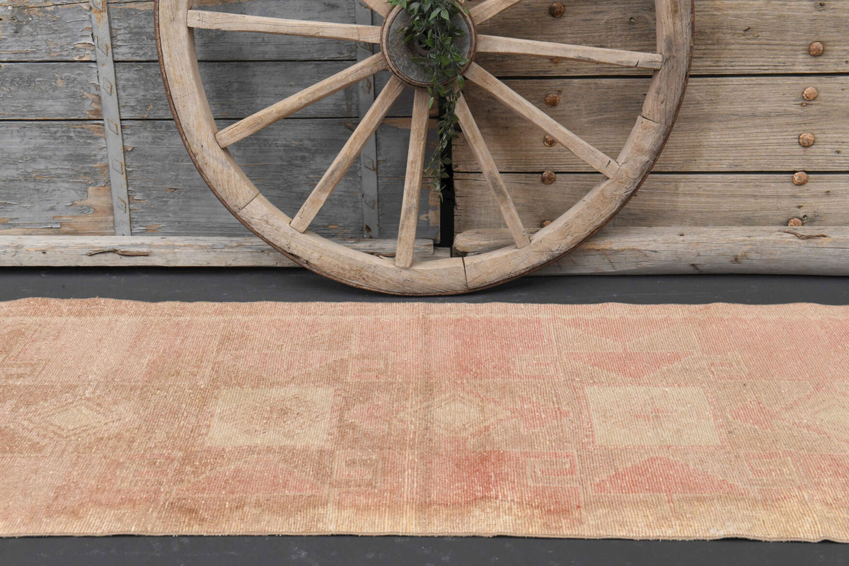 Pink Vintage Oushak Runner Rug