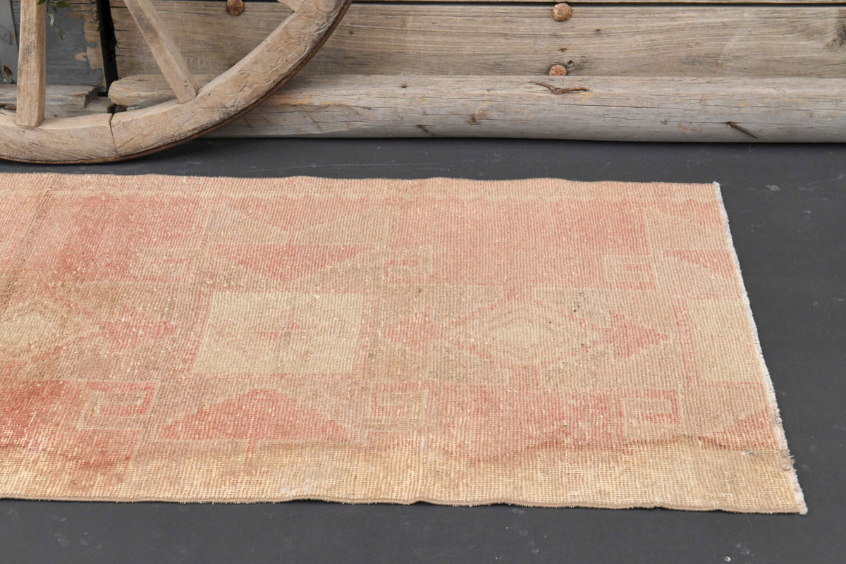 Pink Vintage Oushak Runner Rug