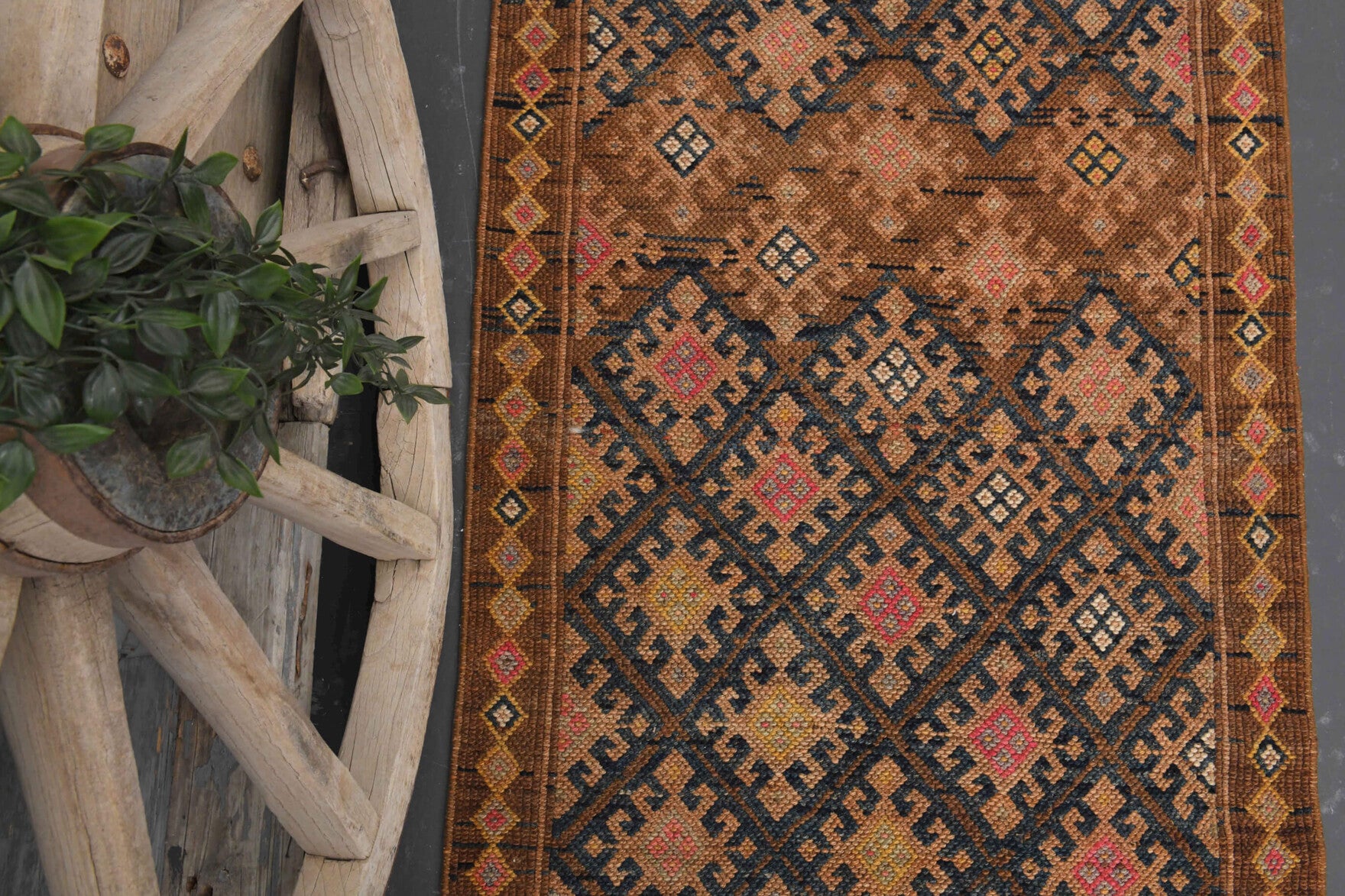 Vintage Ikat Hereke Runner Rug