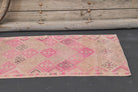 Pink Vintage Oushak Runner Rug