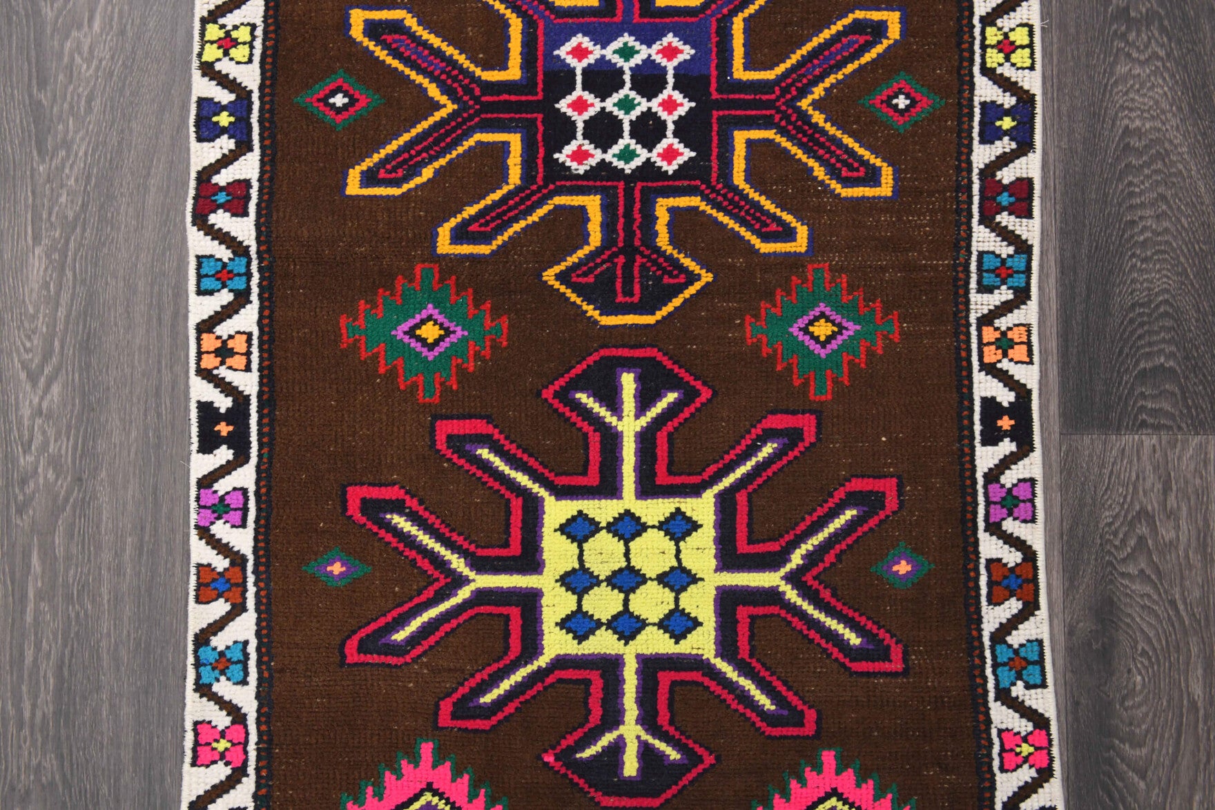 Vibrant Unique Vintage Anatolian Runner Rug