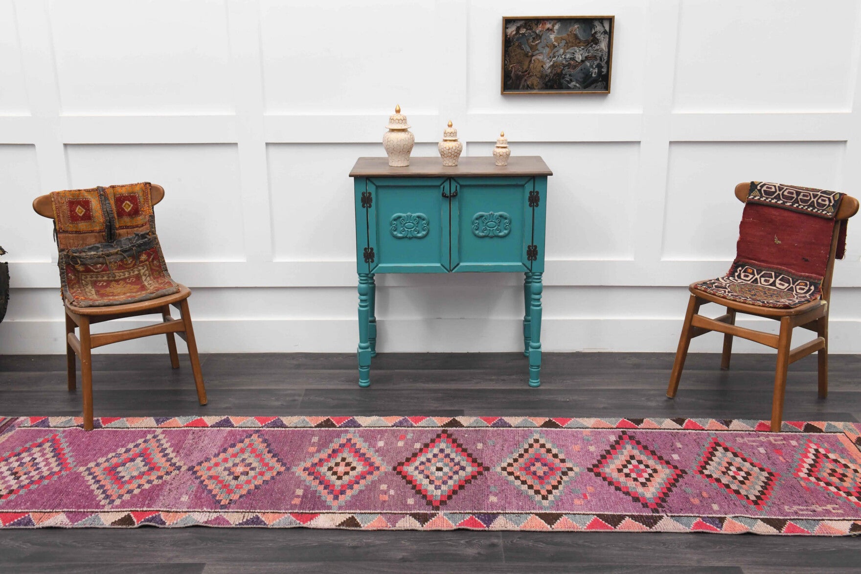Purple Vintage Anatolian Runner Rug