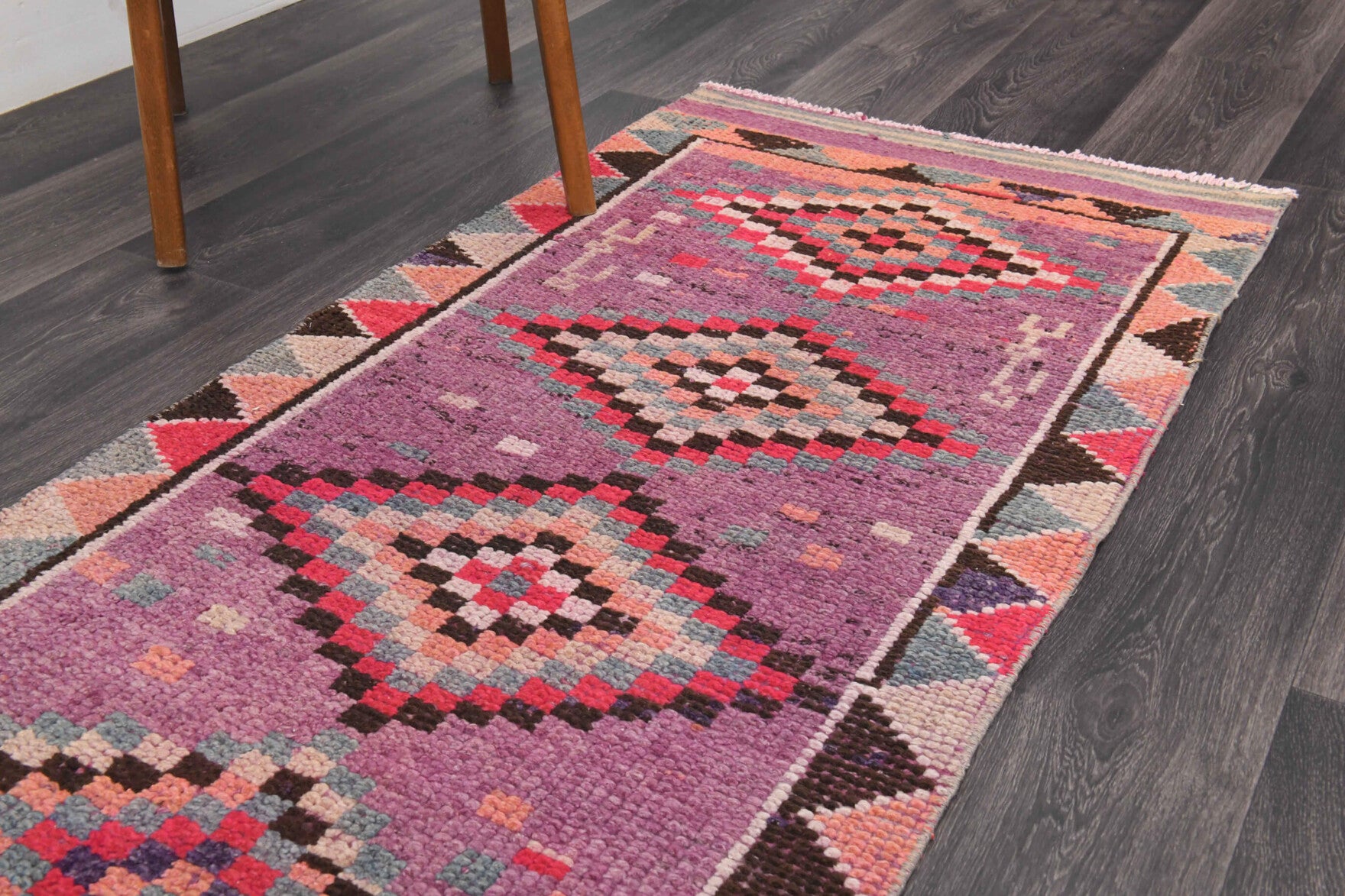 Purple Vintage Anatolian Runner Rug