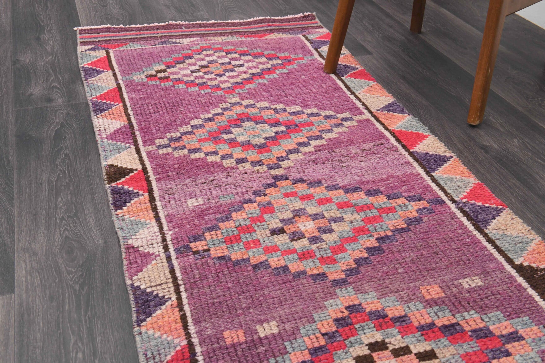 Purple Vintage Anatolian Runner Rug