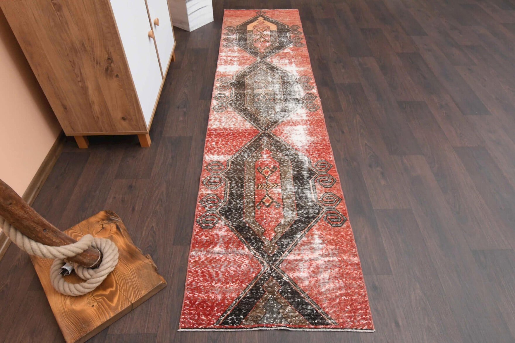 Red Vintage Anatolian Runner Rug