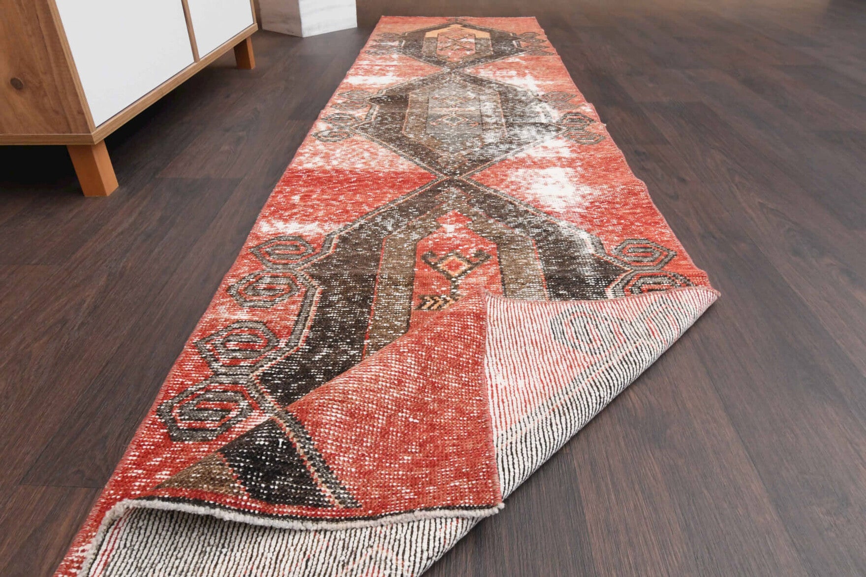 Red Vintage Anatolian Runner Rug