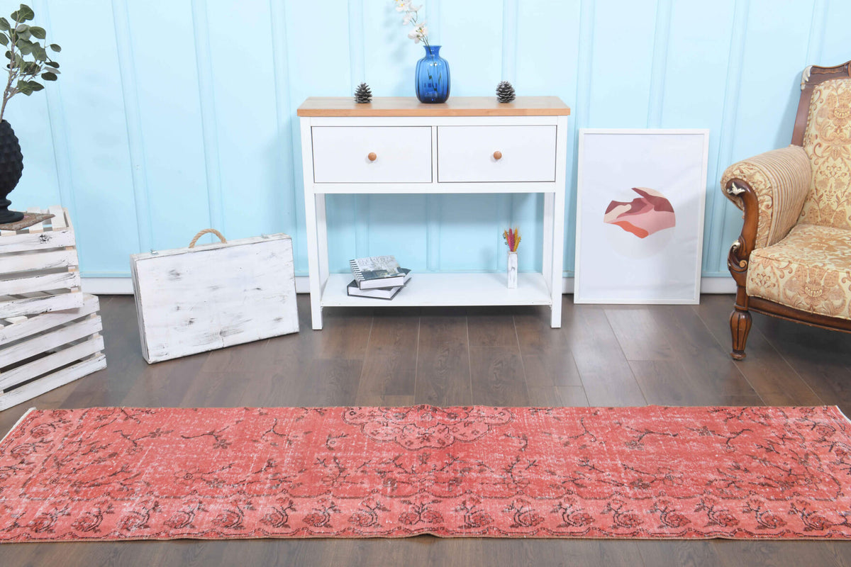 Red Vintage Floral Anatolian Runner Rug