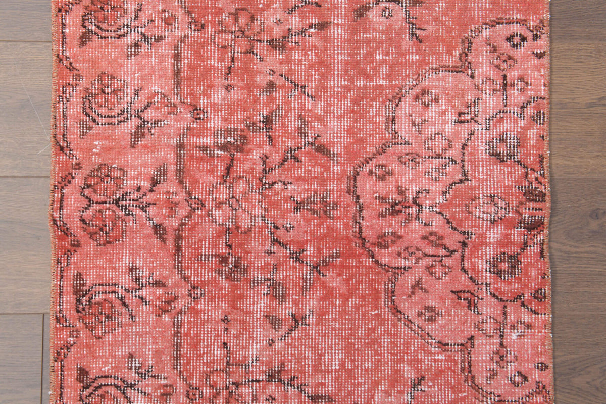 Red Vintage Floral Anatolian Runner Rug