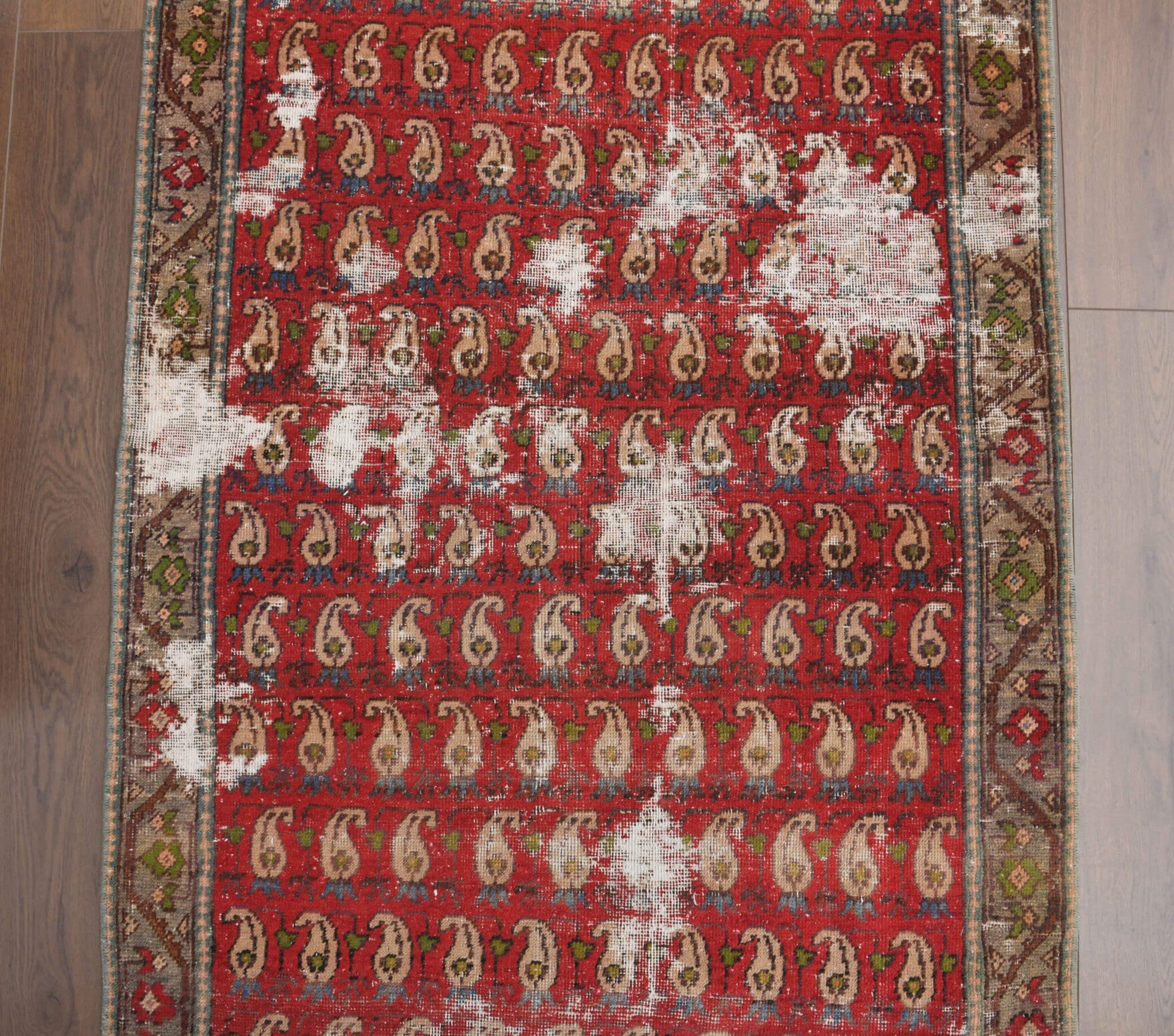 Vintage Red Hereke Runner Rug