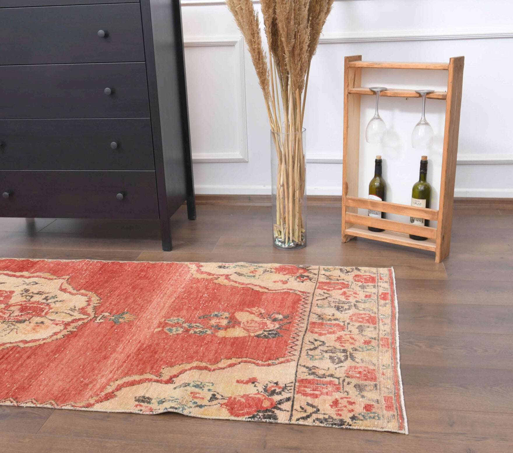 Oriental Red Oushak Runner Rug