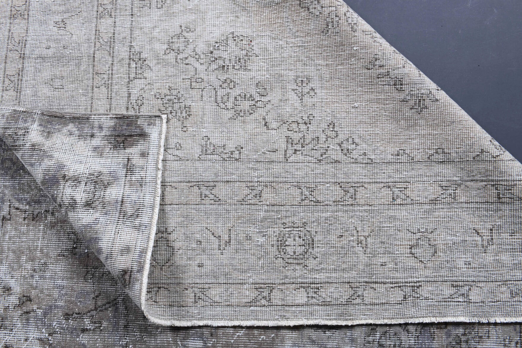 Handmade wool rug from Anatolia, Turkey – Antique Distressed Vintage Anatolian Area Rug 7'3" x 10'9"